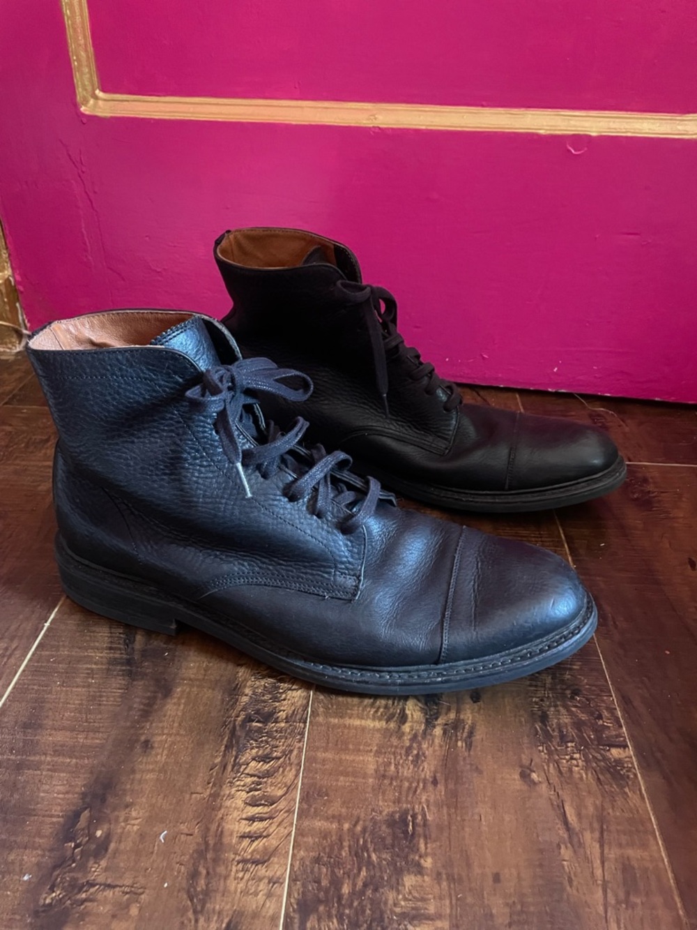 Frye Men's Black Leather Lace-Up Boots size 12